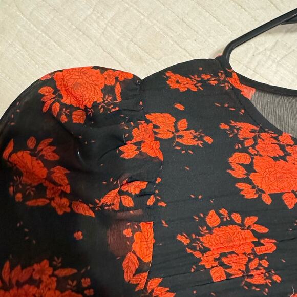 Zara Floral Semi Sheer Chiffon Peplum Blouse - Size S - Picture 4 of 5